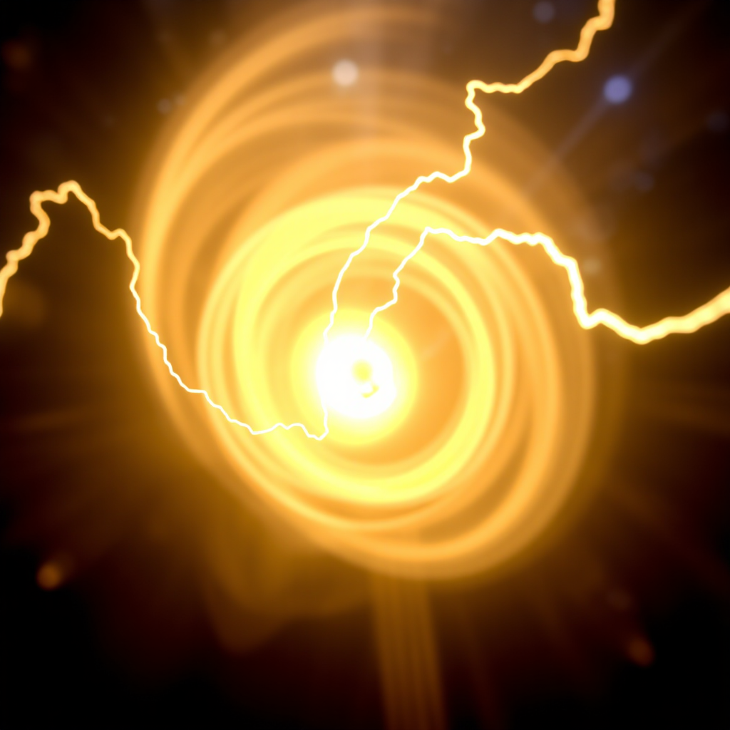 A landscape of swirling, shifting potential - warm, energetic, and slightly chaotic like a nebula forming